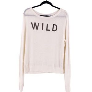 WILDFOX Women's "WILD" Pullover Long Sleeve Lightweight Sweatshirt Ivory XS